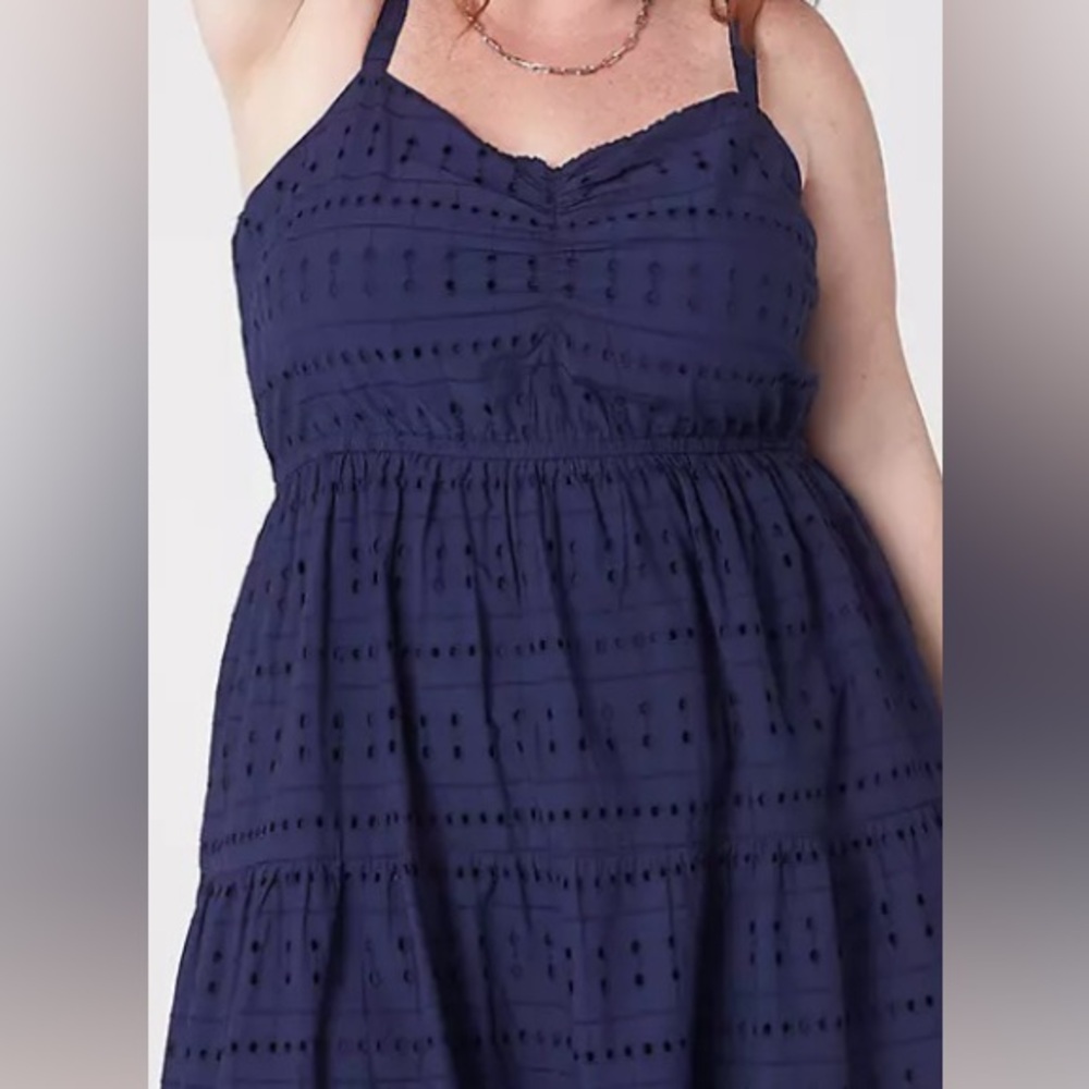 Lane Bryant Blue Smocked A-Line Midi Dress